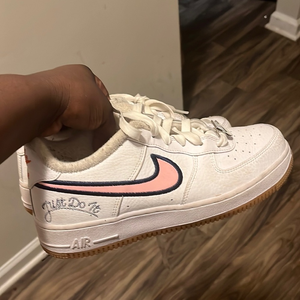 Nike Air Force 1 LV8 "White/Pink Glaze/Chile Red" Grade School Girls' Shoe